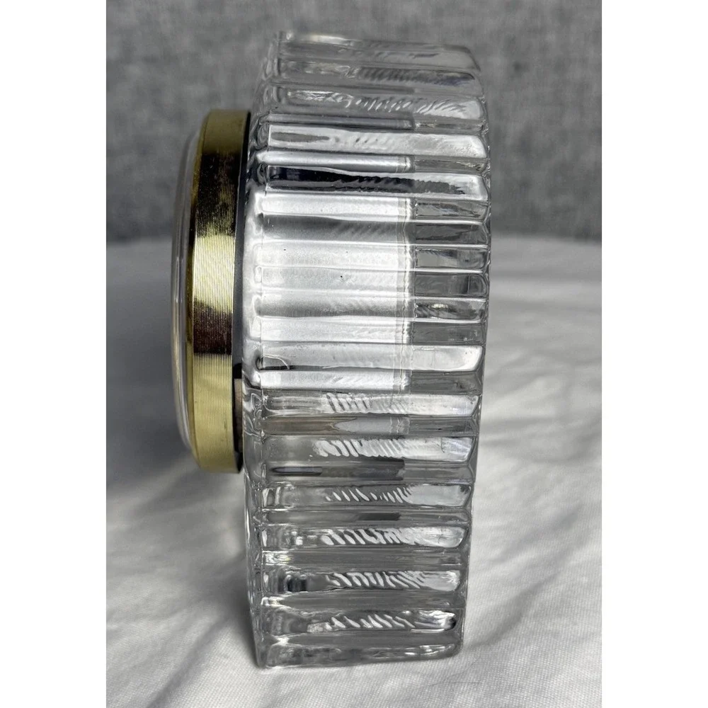 Vintage Art Deco Style Howard Miller Cut Glass Quartz‎ Desk Clock West Germany